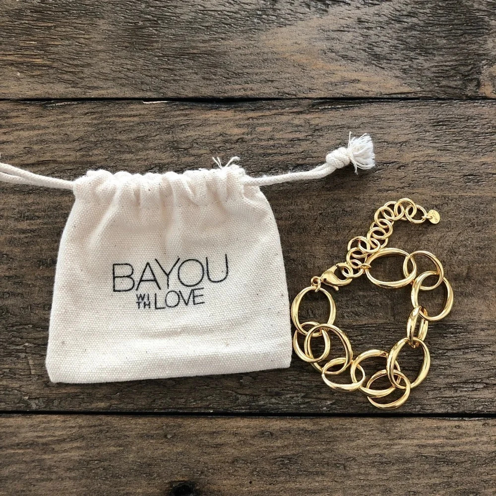 New Box of Style BaYou With Love Chain Link Bracelet 14k gold plated Jewelry NWT